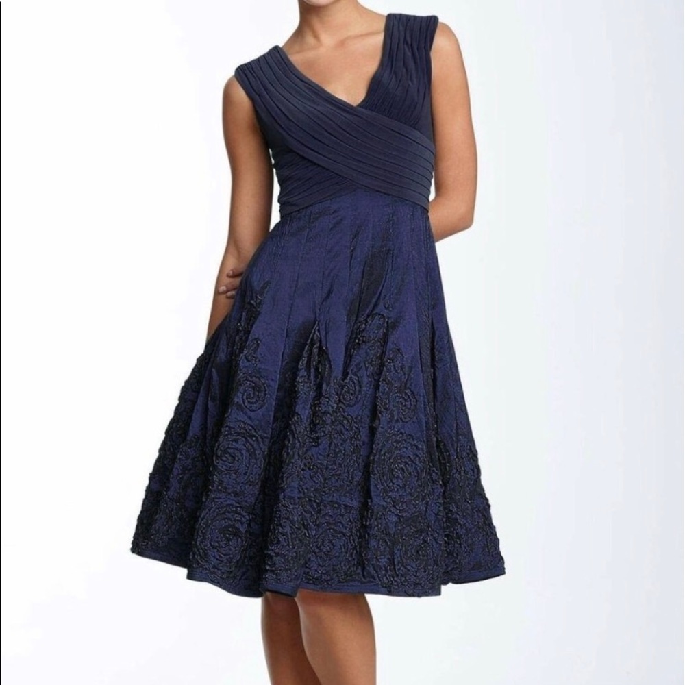Adrianna Papell NAVY BLUE fit and flare sleeveless cocktail dress - Picture 3 of 15